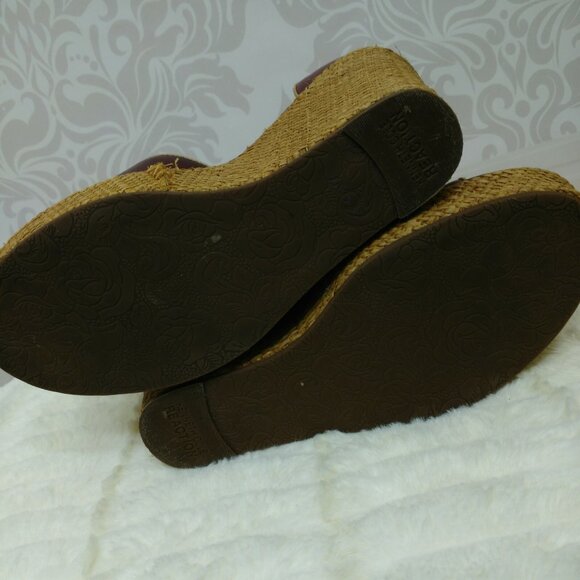 Y2K Kenneth Cole Reaction Wedge Heel Sandals Ankle Strap US Size 8.5 Red Leather - Picture 12 of 12